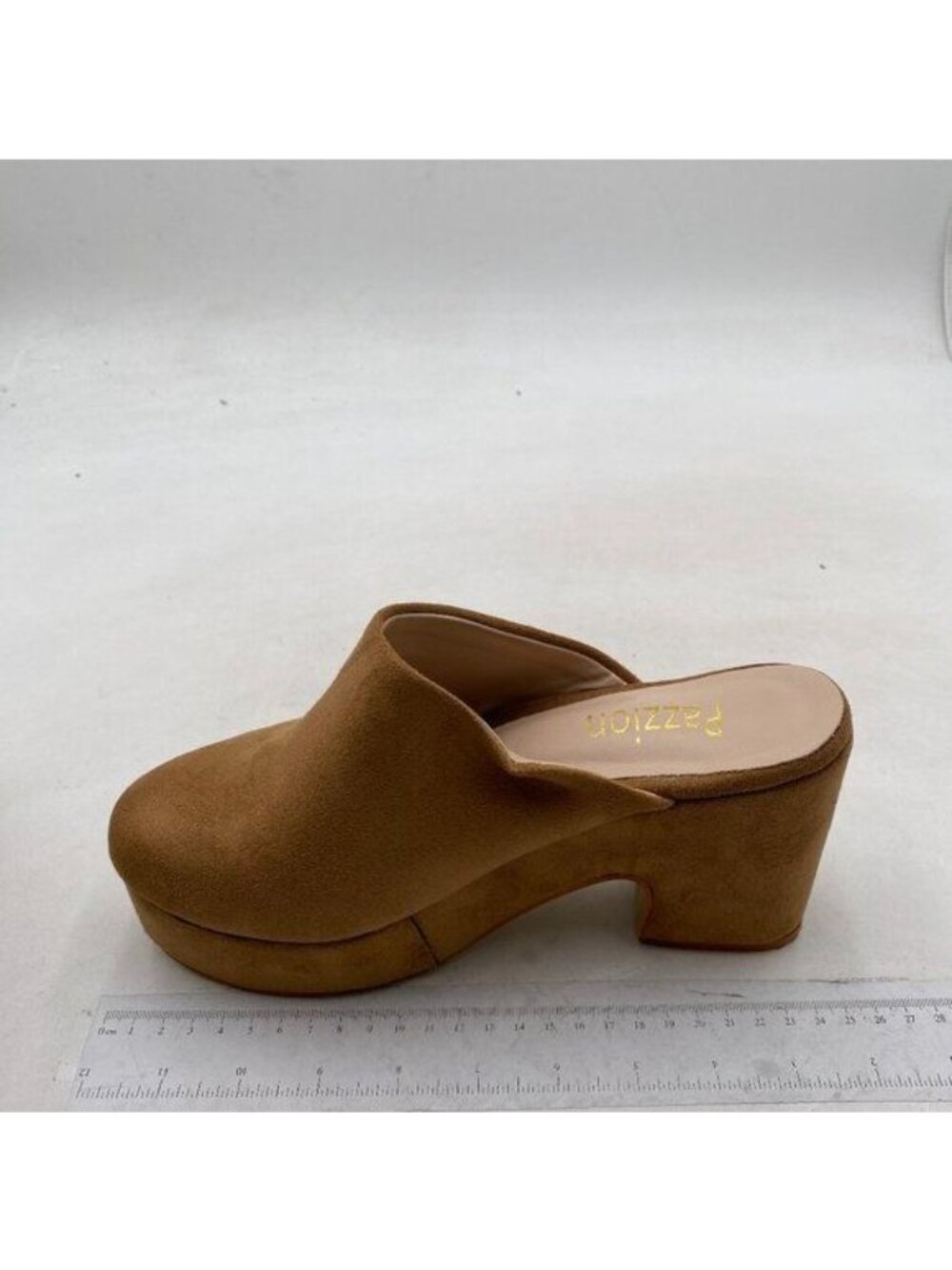 Pazzion Brown Thick Platform Round Toe Clogs Mule Slip On Block High Heel Slippe
